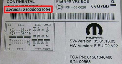 Jeep Continental Radio Example (A2C Serial Numbers)